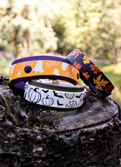 Pumpkin & Bat Buckle Collar